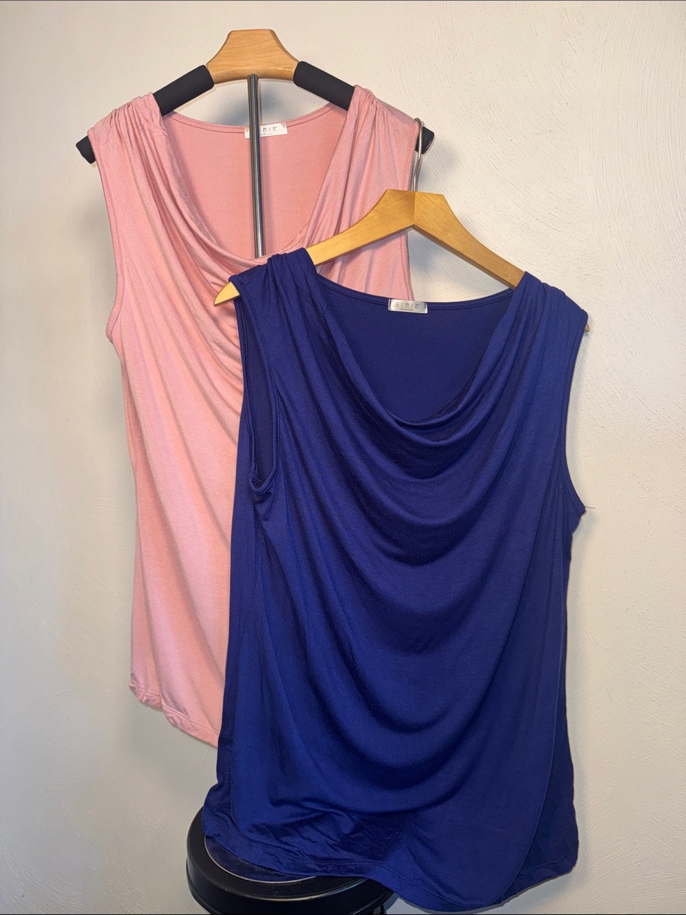 Concepts Draped Cowl Neck Camisoles in Pink and Blue